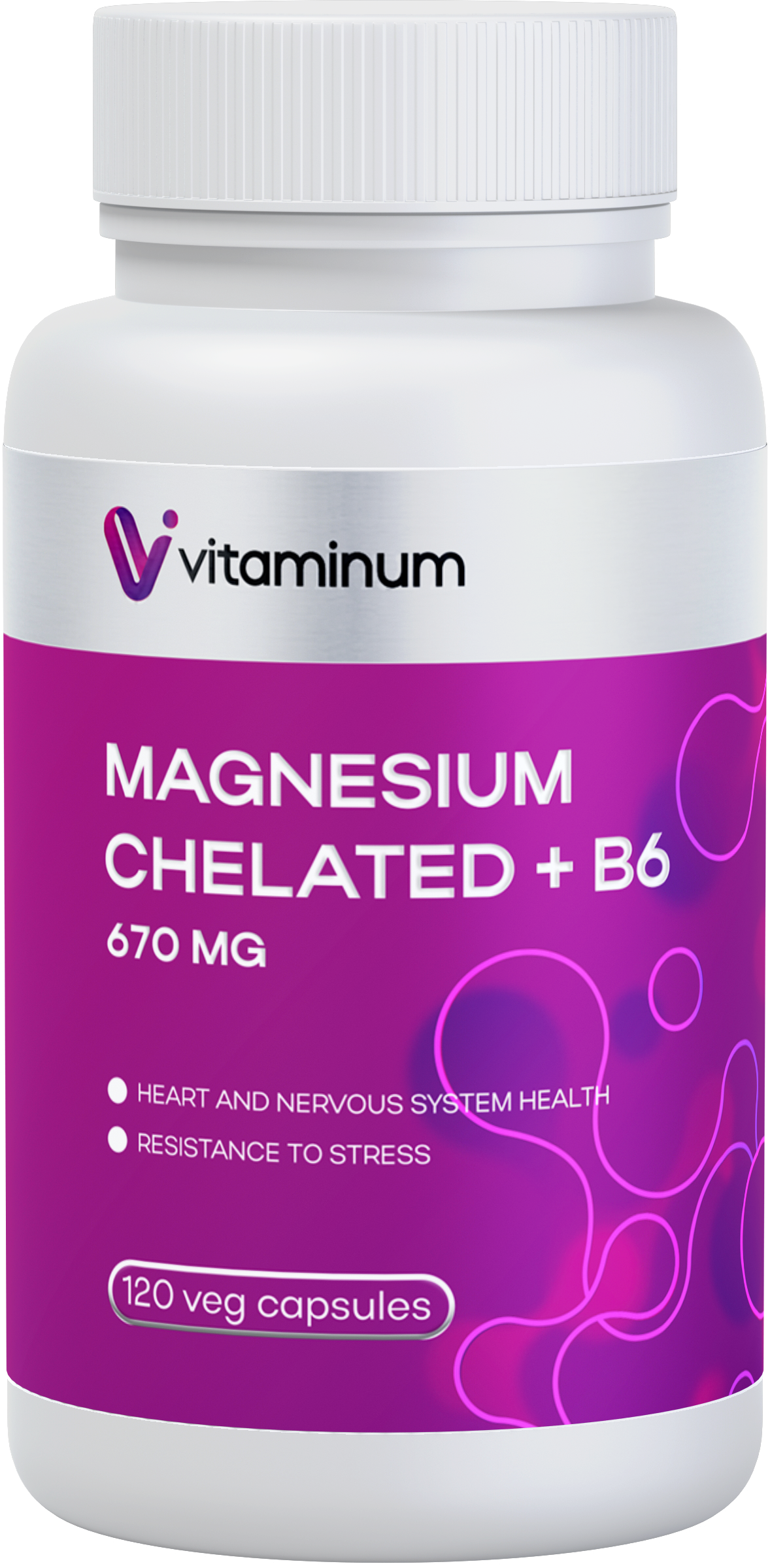  Vitaminum МАГНИЙ ХЕЛАТ + витамин В6 (670 MG) 120 капсул 800 мг  в Омске